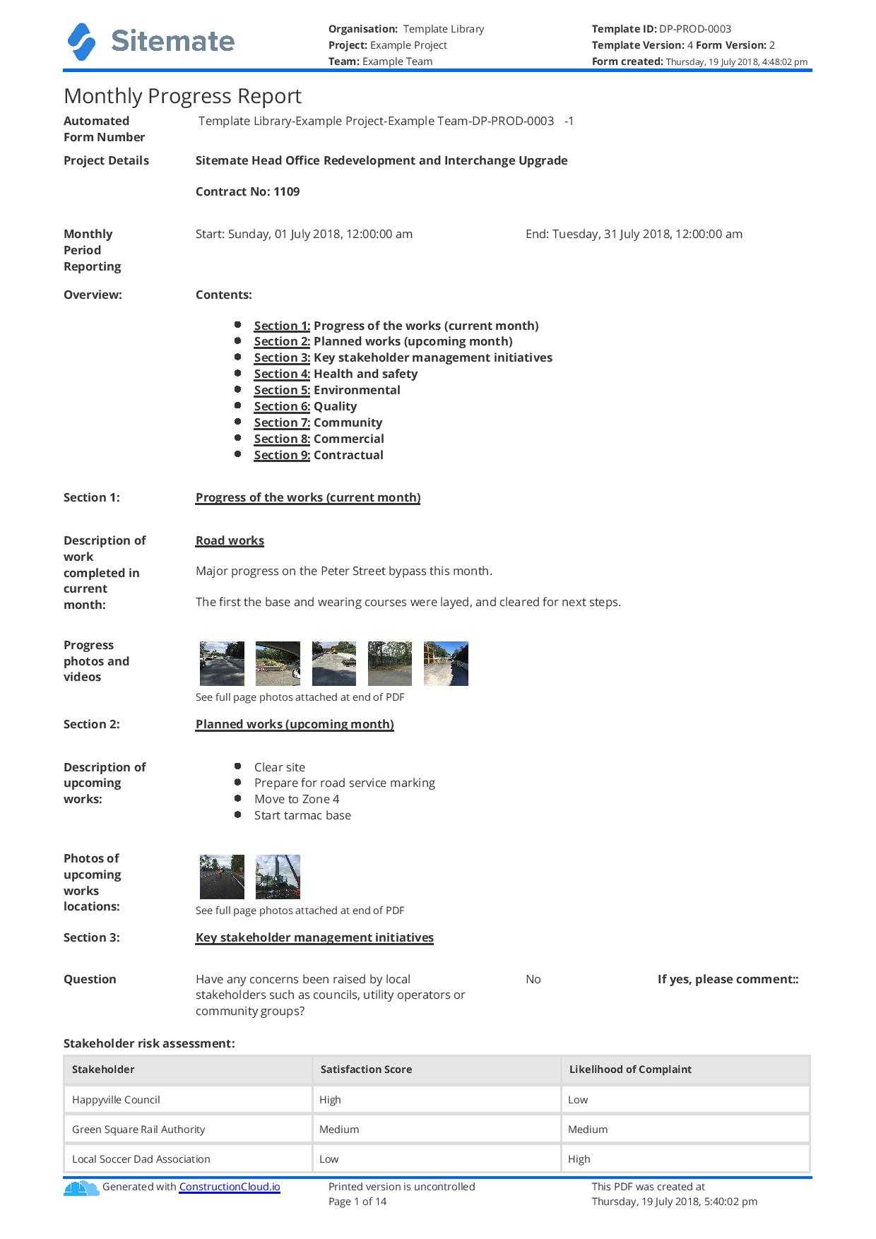 Monthly Construction Progress Report Template: Use This With Construction Daily Progress Report Template