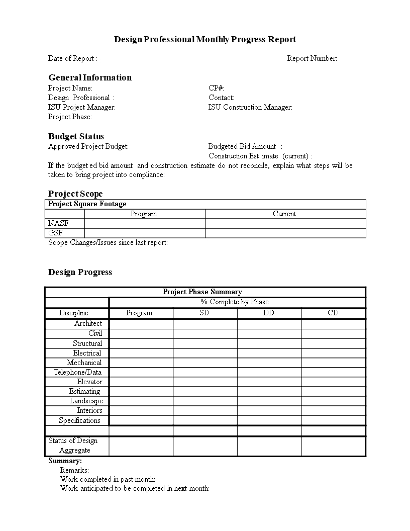 Monthly Progress Report In Word | Templates At Intended For Project Monthly Status Report Template