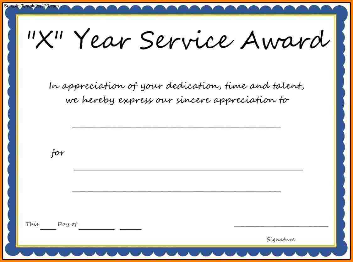 Multi Year Service Award Certificate Template Inside Certificate Of Service Template Free
