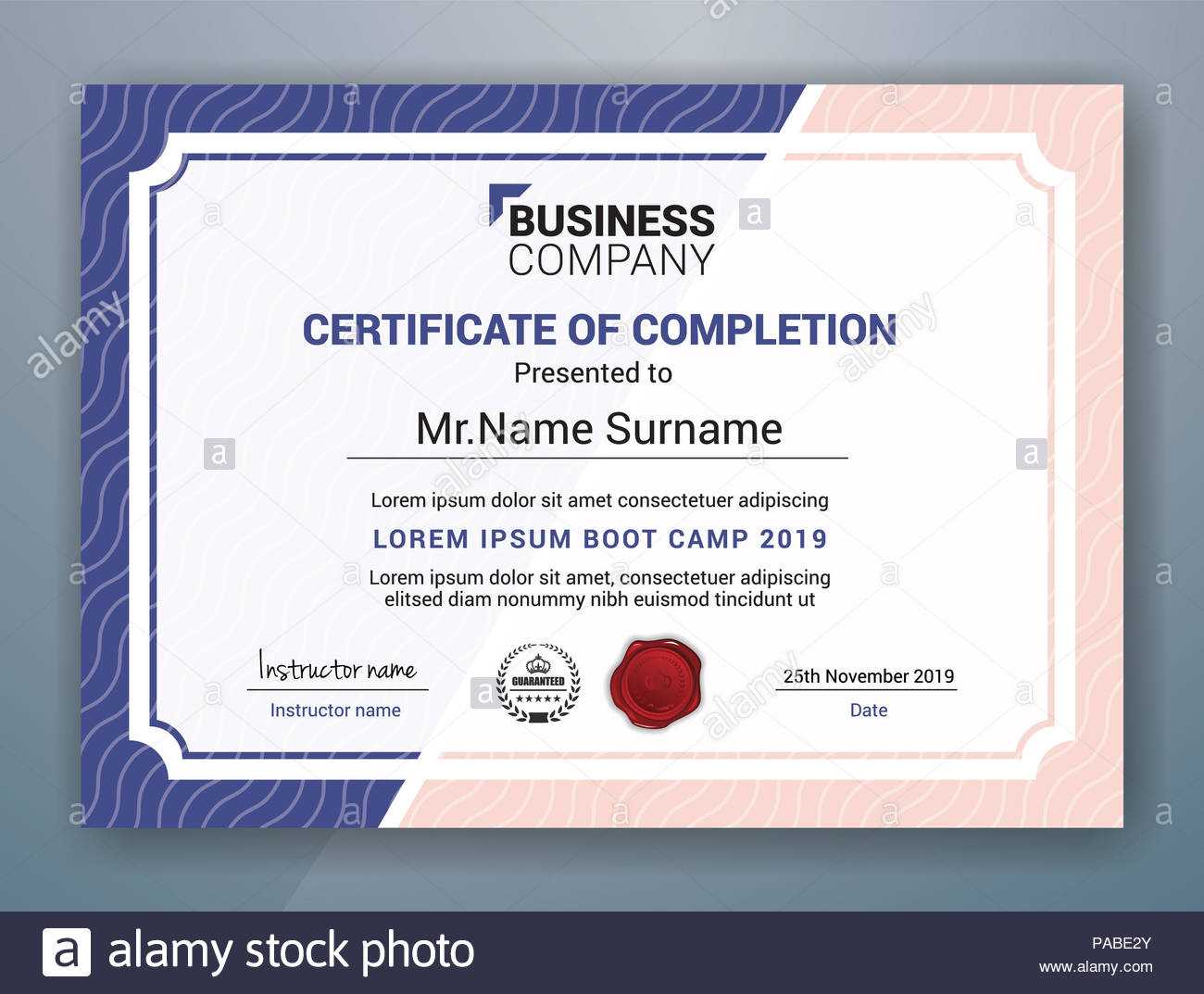 Multipurpose Professional Certificate Template Design For With Boot Camp Certificate Template