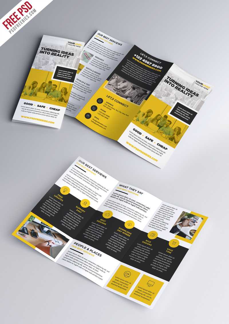 Multipurpose Tri Fold Brochure Psd Template | Psdfreebies Throughout 3 Fold Brochure Template Psd