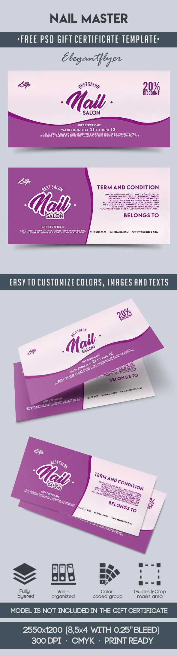 Nail Master – Free Gift Certificate Psd Template On Behance Pertaining To Nail Gift Certificate Template Free