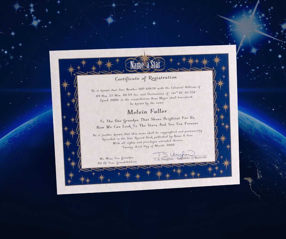 Name A Star Instant Certificate – Buy And Name A Star | Name Within Star Naming Certificate Template