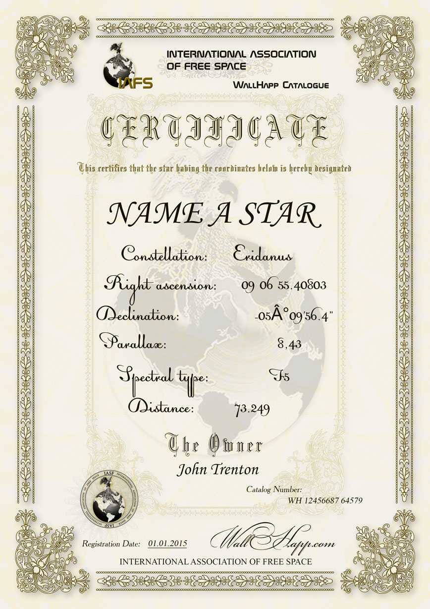 Name A Star! The Most Treasured Gifts In The Universe Are In Star Naming Certificate Template