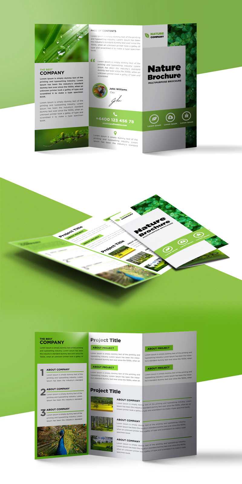 Nature Tri Fold Brochure Template Free Psd | Psdfreebies Throughout Brochure Psd Template 3 Fold