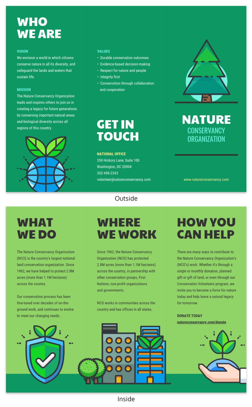 Nature Tri Fold Brochure Template – Venngage Regarding Volunteer Brochure Template