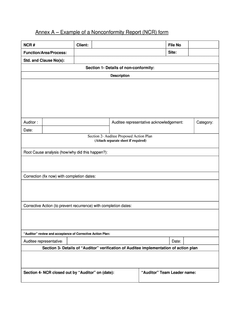 Ncr Report – Fill Online, Printable, Fillable, Blank | Pdffiller Regarding Quality Non Conformance Report Template