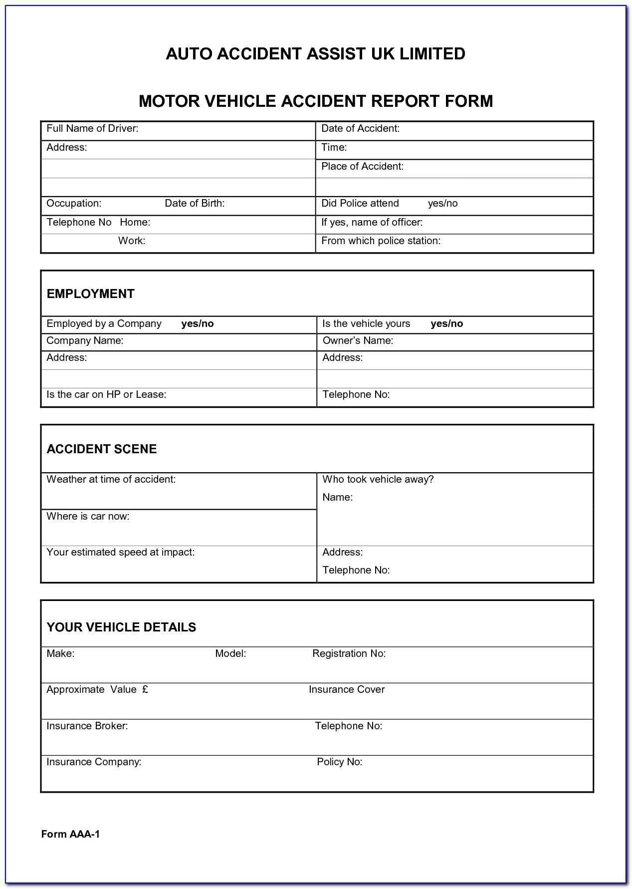 Ncr Report Template Cool Best S Of Accident Form Template In Within Motor Vehicle Accident Report Form Template
