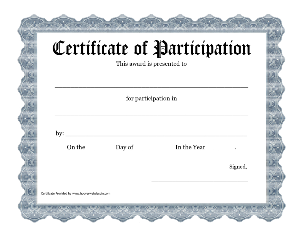 New Certificate Of Participation Templates | Certificate Inside Certificate Of Participation Template Doc