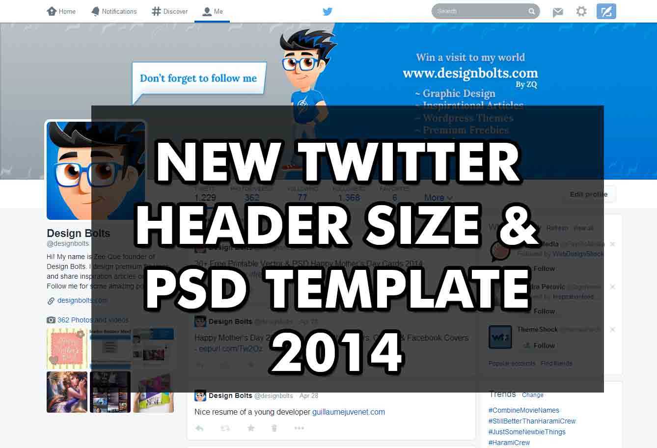 New Twitter Header Banner Size & Free Psd Mockup Template 2014 With Regard To Twitter Banner Template Psd