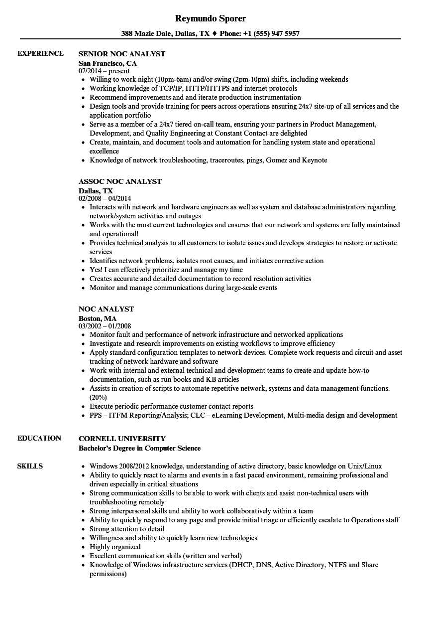 Noc Analyst Resume Samples | Velvet Jobs Inside Noc Report Template