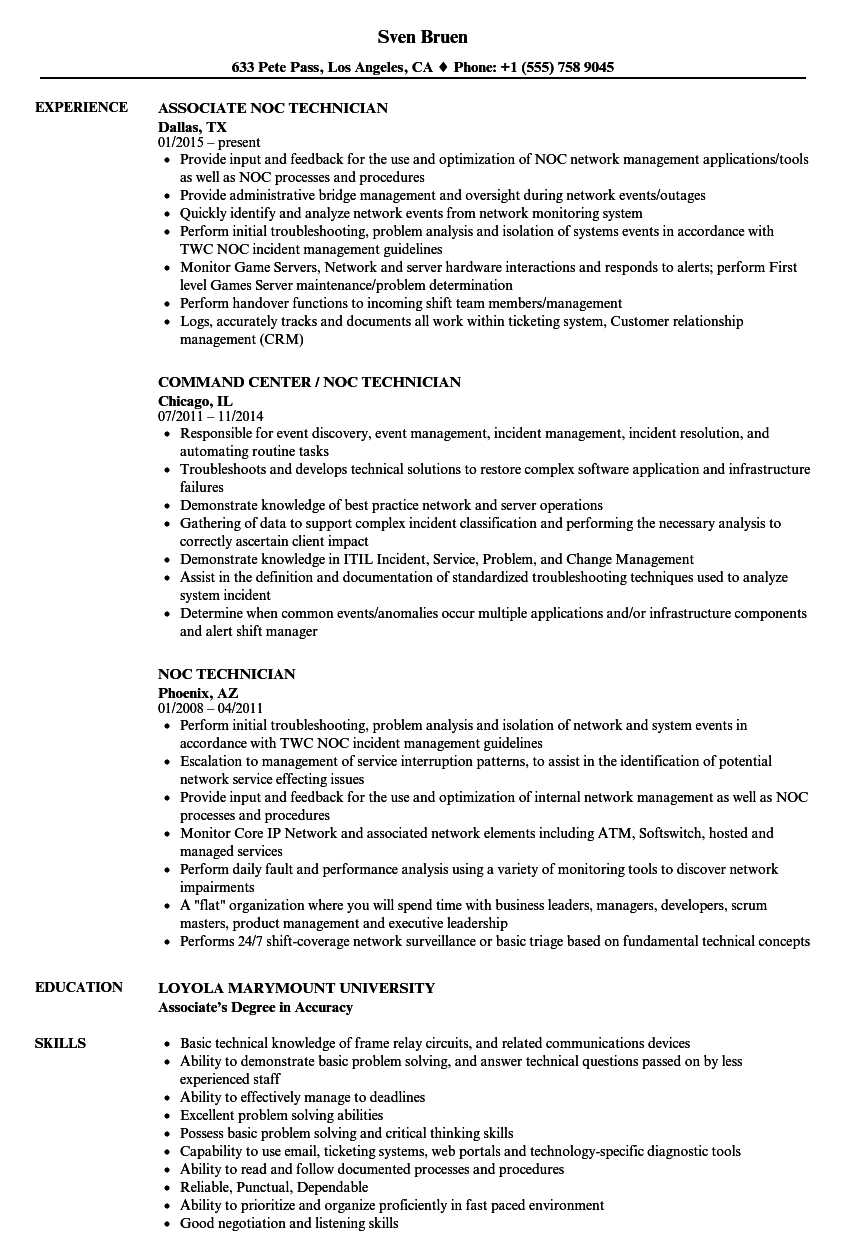 Noc Technician Resume Samples | Velvet Jobs With Regard To Noc Report Template