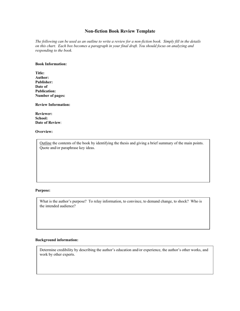 Non Fiction Book Review Template With Regard To Nonfiction Book Report Template