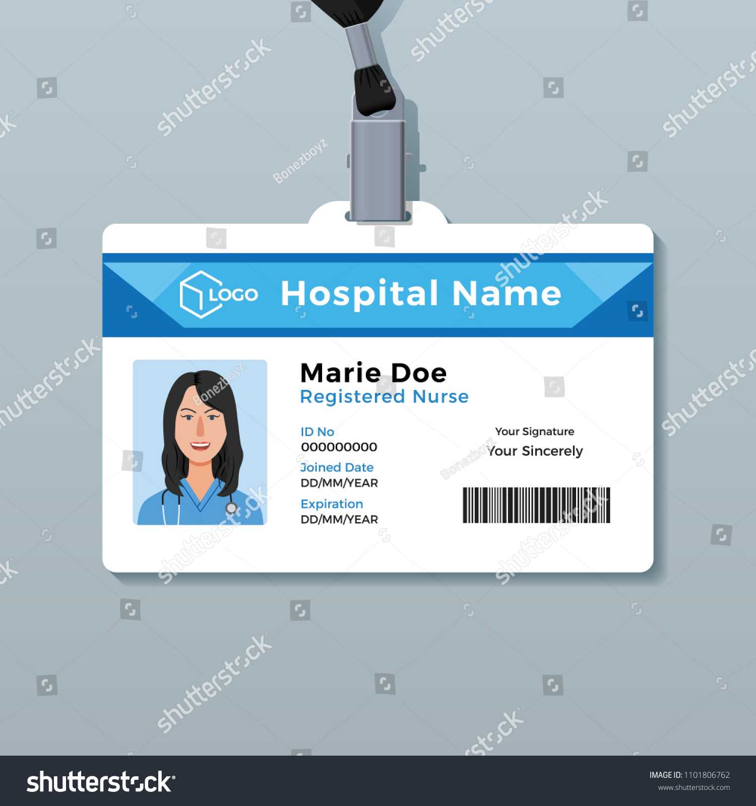 Nurse Id Card Medical Identity Badge Stock Vector (Royalty Within Personal Identification Card Template