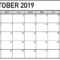 October 2019 Calendar Printable Word Template – Latest With Regard To Blank Calander Template