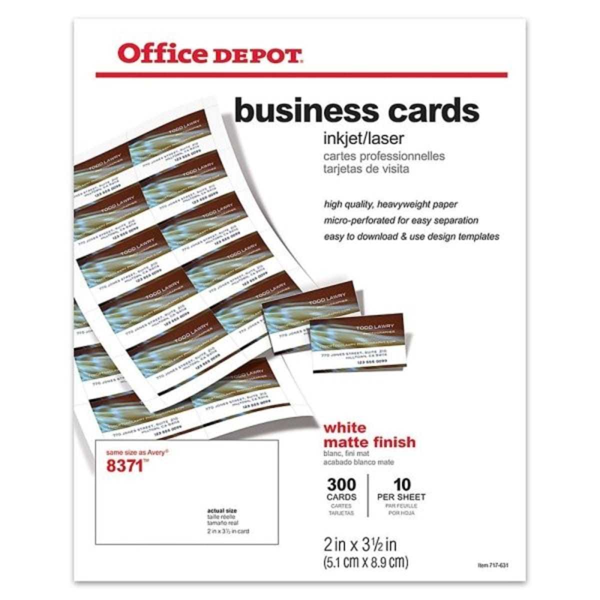 Office Depot® White Matte Business Card 2 X 3 1/2Inch With Office Depot Business Card Template