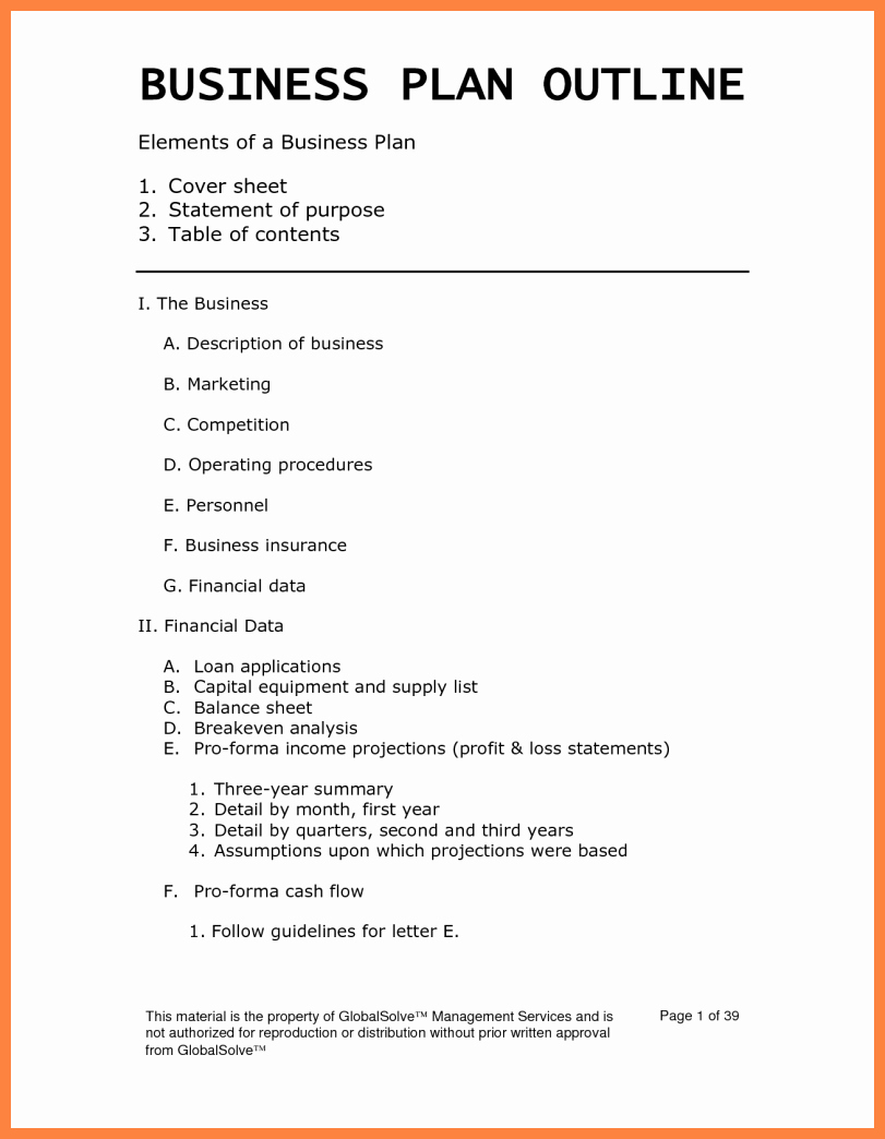 One Page Business Plan Template Free Word Google Docs Pdf Pertaining To Contents Page Word Template