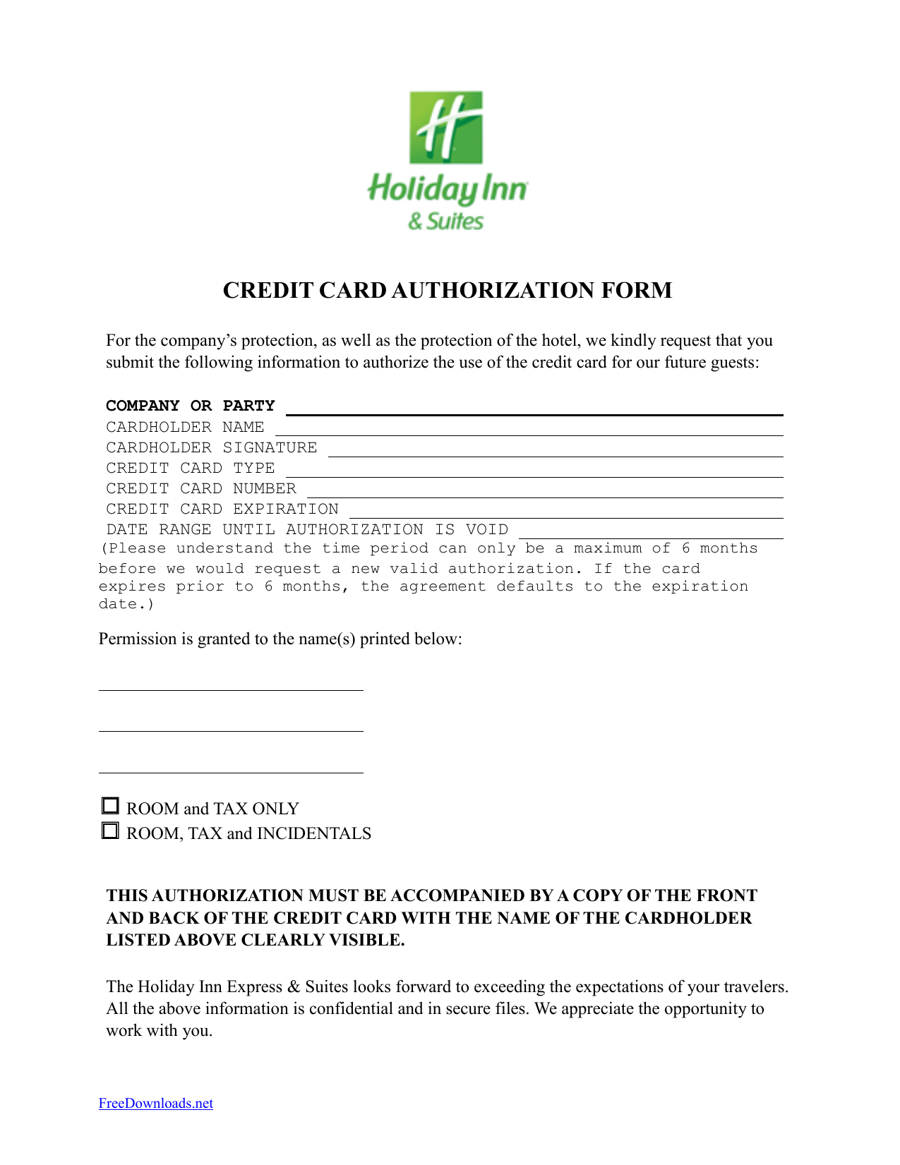 One Time Credit Card Authorization Form Throughout Hotel Credit Card Authorization Form Template