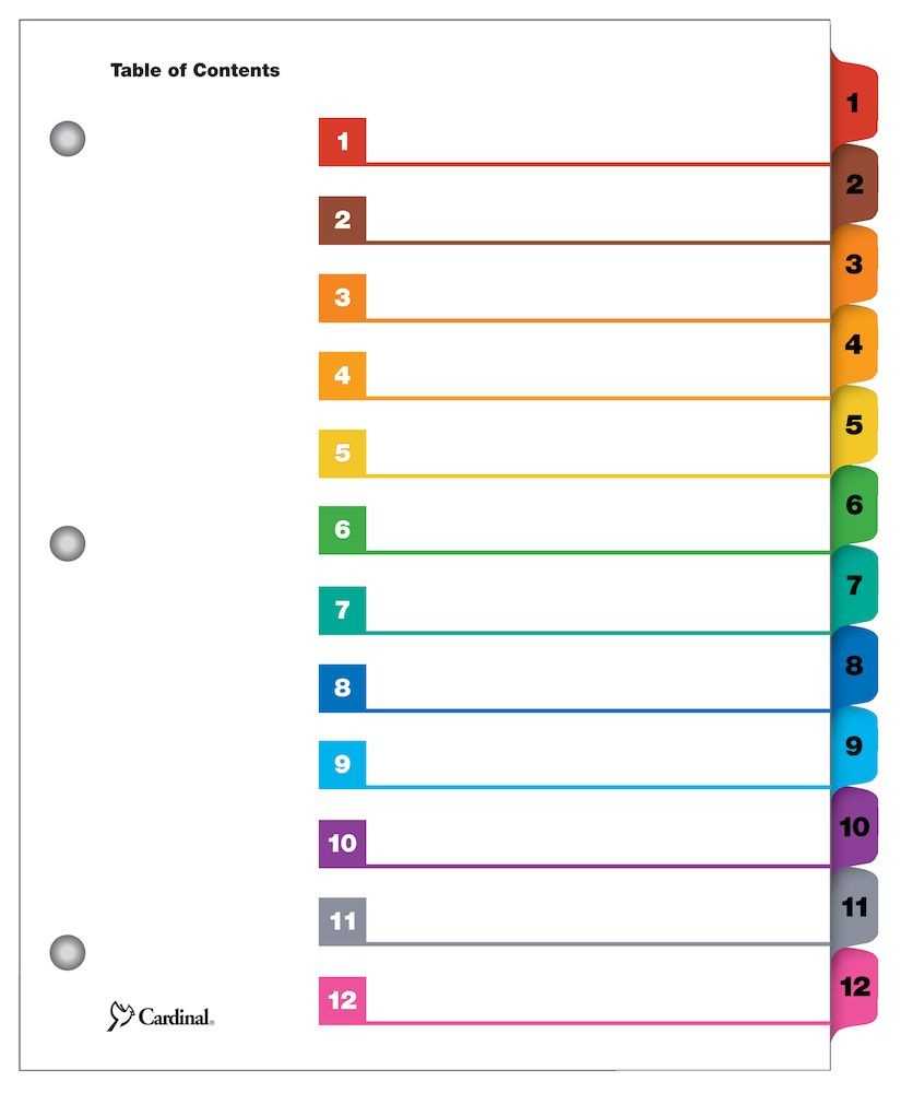 Onestep® Printable Table Of Contents Dividers, 12 Tab, Multicolor Within Blank Table Of Contents Template