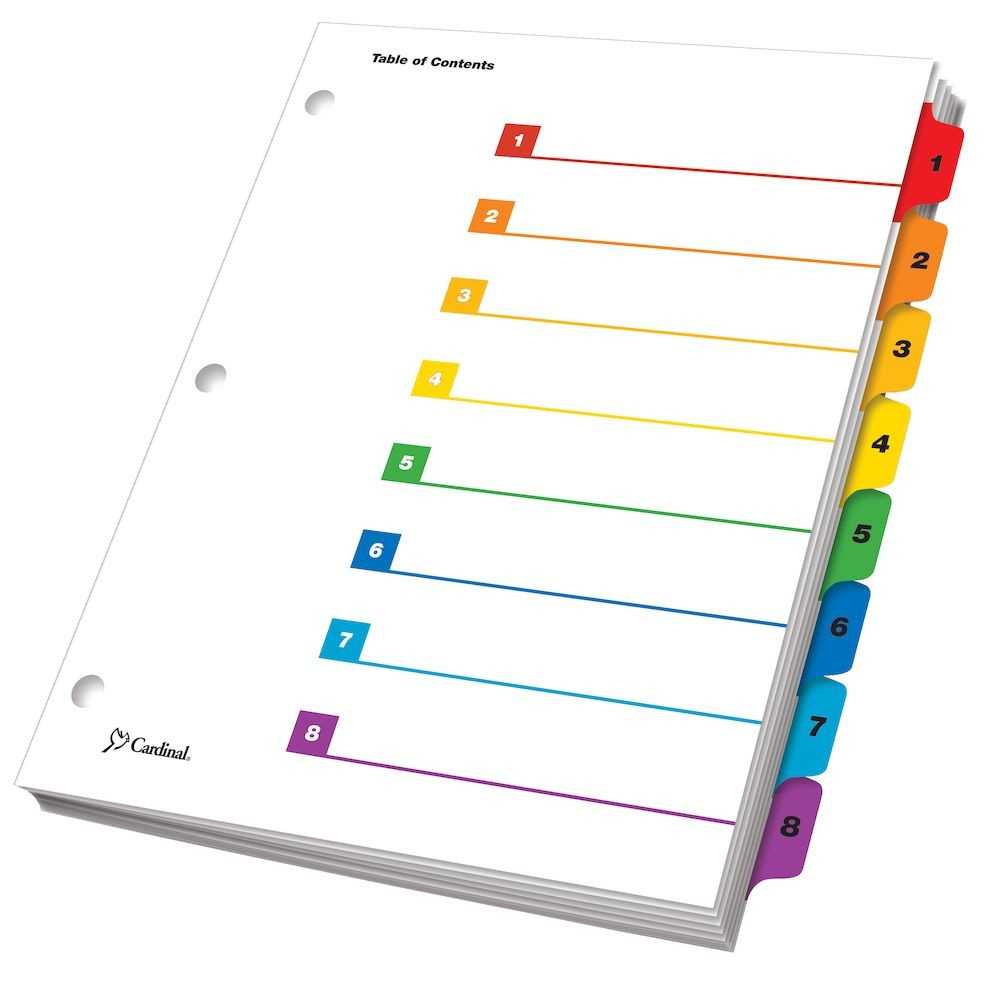 Onestep® Printable Table Of Contents Dividers, 8 Tab, Multicolor Intended For 8 Tab Divider Template Word