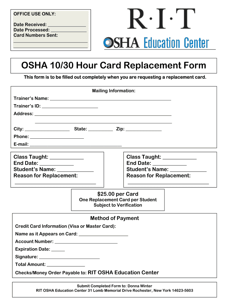 Osha 30 Card Template – Fill Online, Printable, Fillable Regarding Osha 10 Card Template
