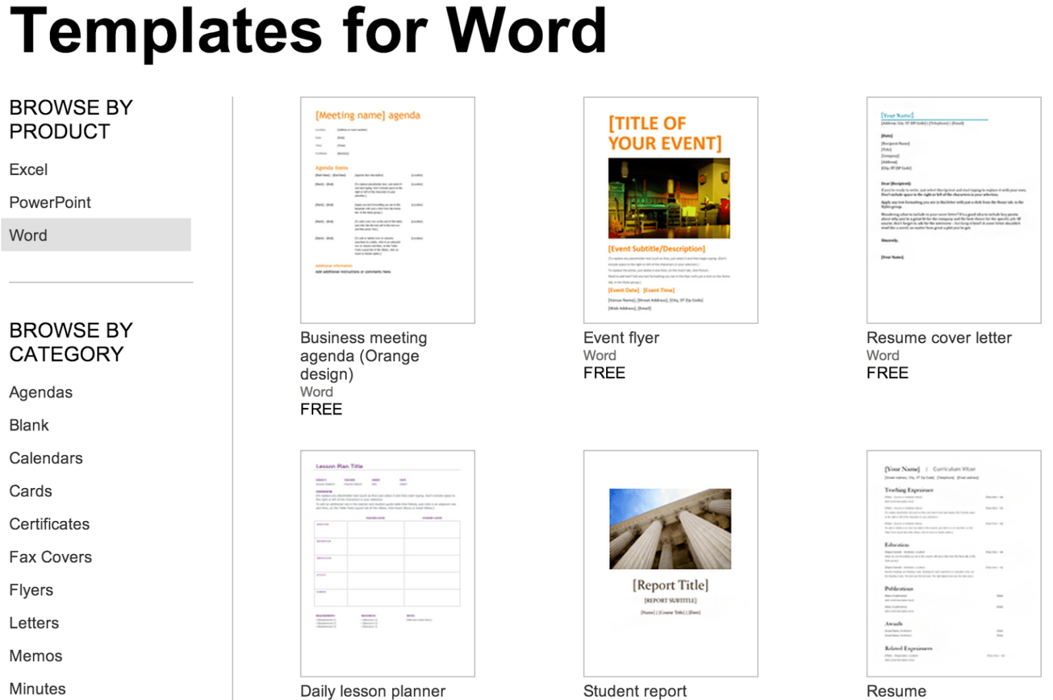 Google Word Document Templates