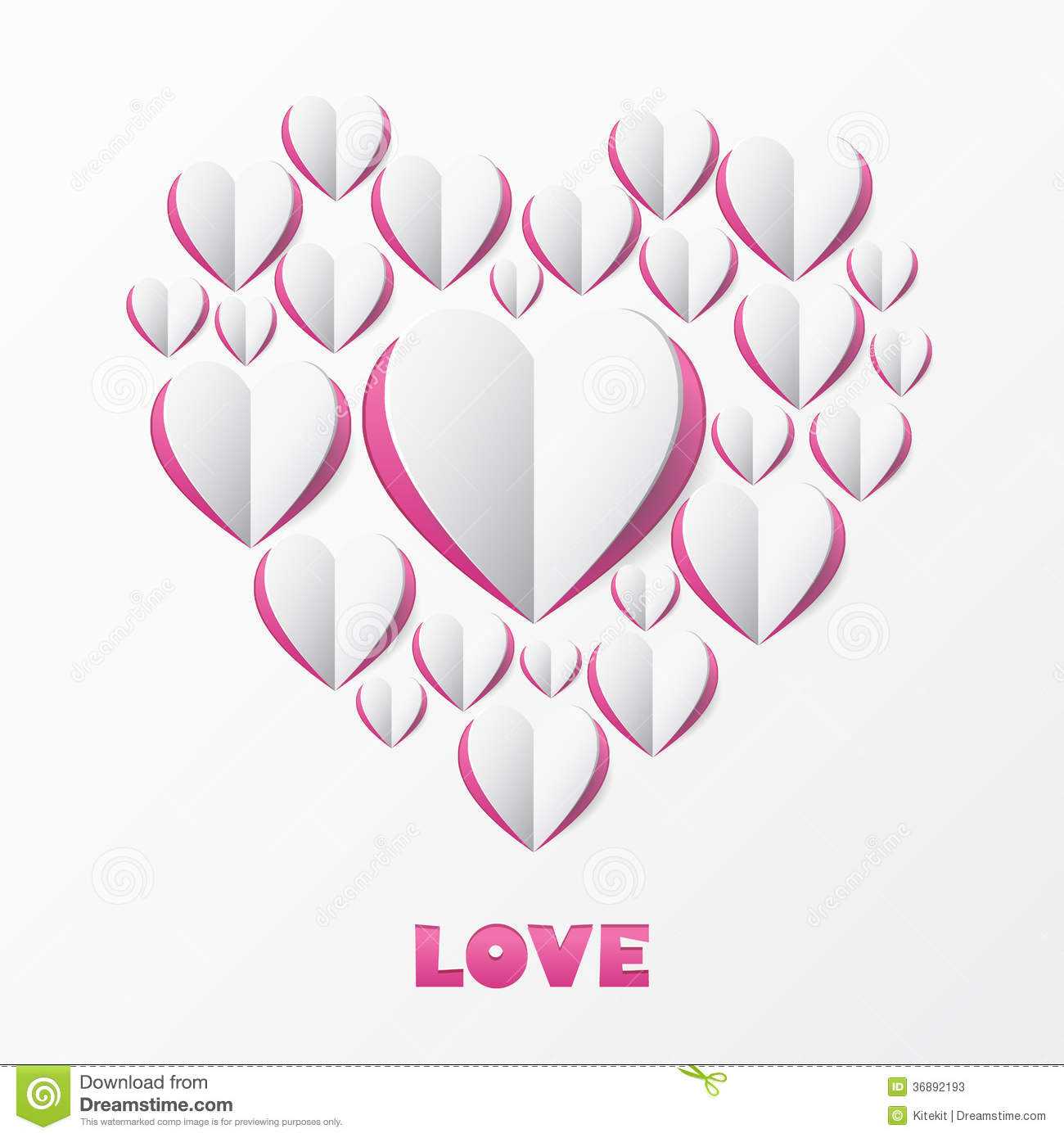 Paper Heart Love Card. Template For Design Greeting Card With Pop Out Heart Card Template