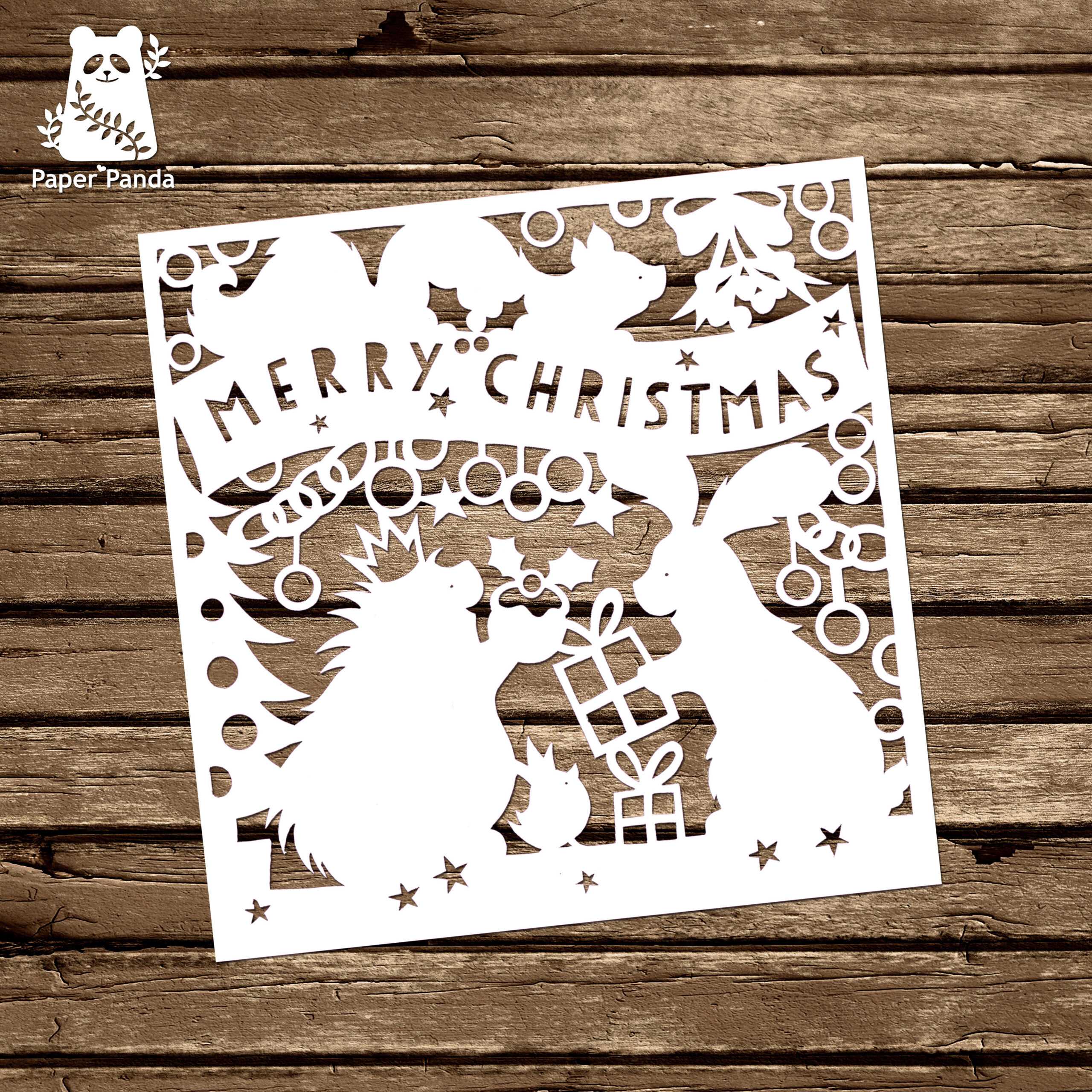 Papercut Diy Design Template – 'woodland Friends Christmas Regarding Diy Christmas Card Templates