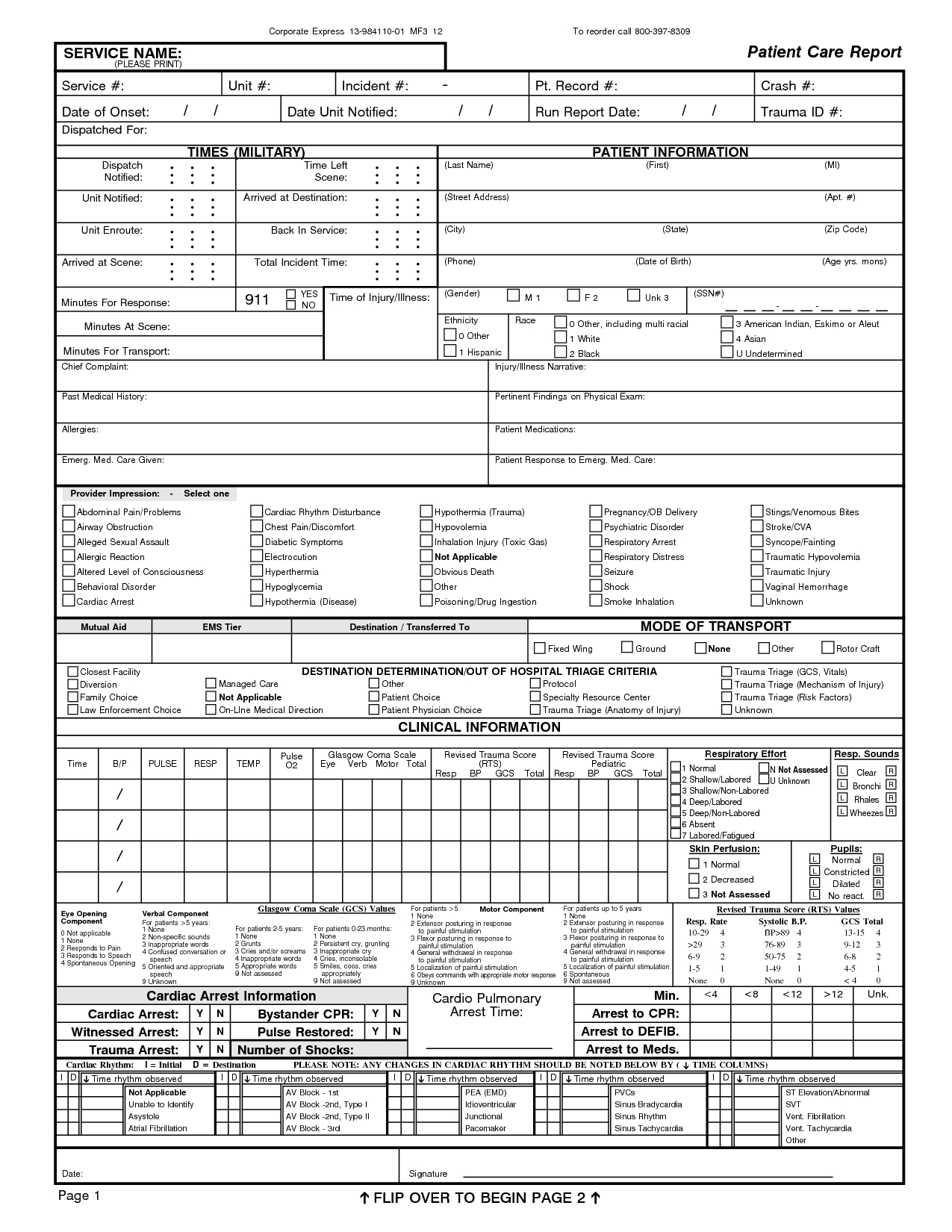 Patient Care Report Template Examples 12 Chart Format Ems Throughout Patient Report Form Template Download