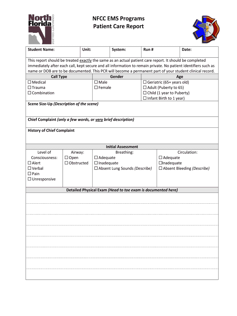 Patient Care Reports – Fill Online, Printable, Fillable Throughout Patient Care Report Template