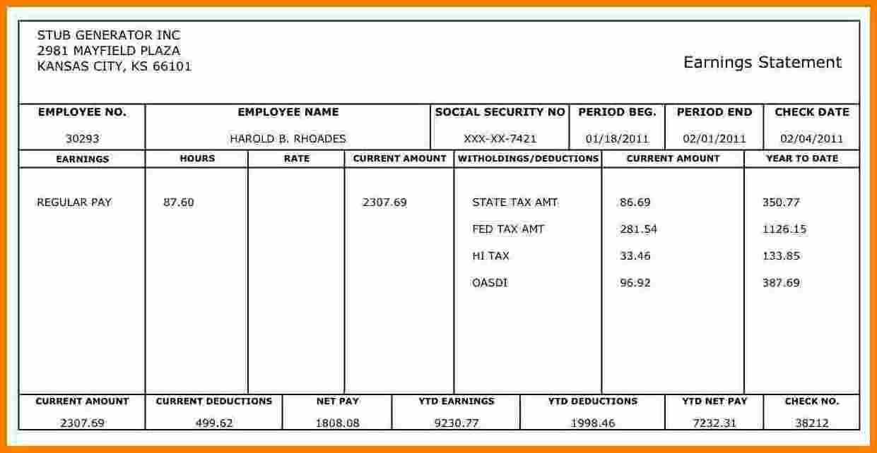 Paycheck Stubs Free – Zohre.horizonconsulting.co Intended For Blank Pay Stub Template Word