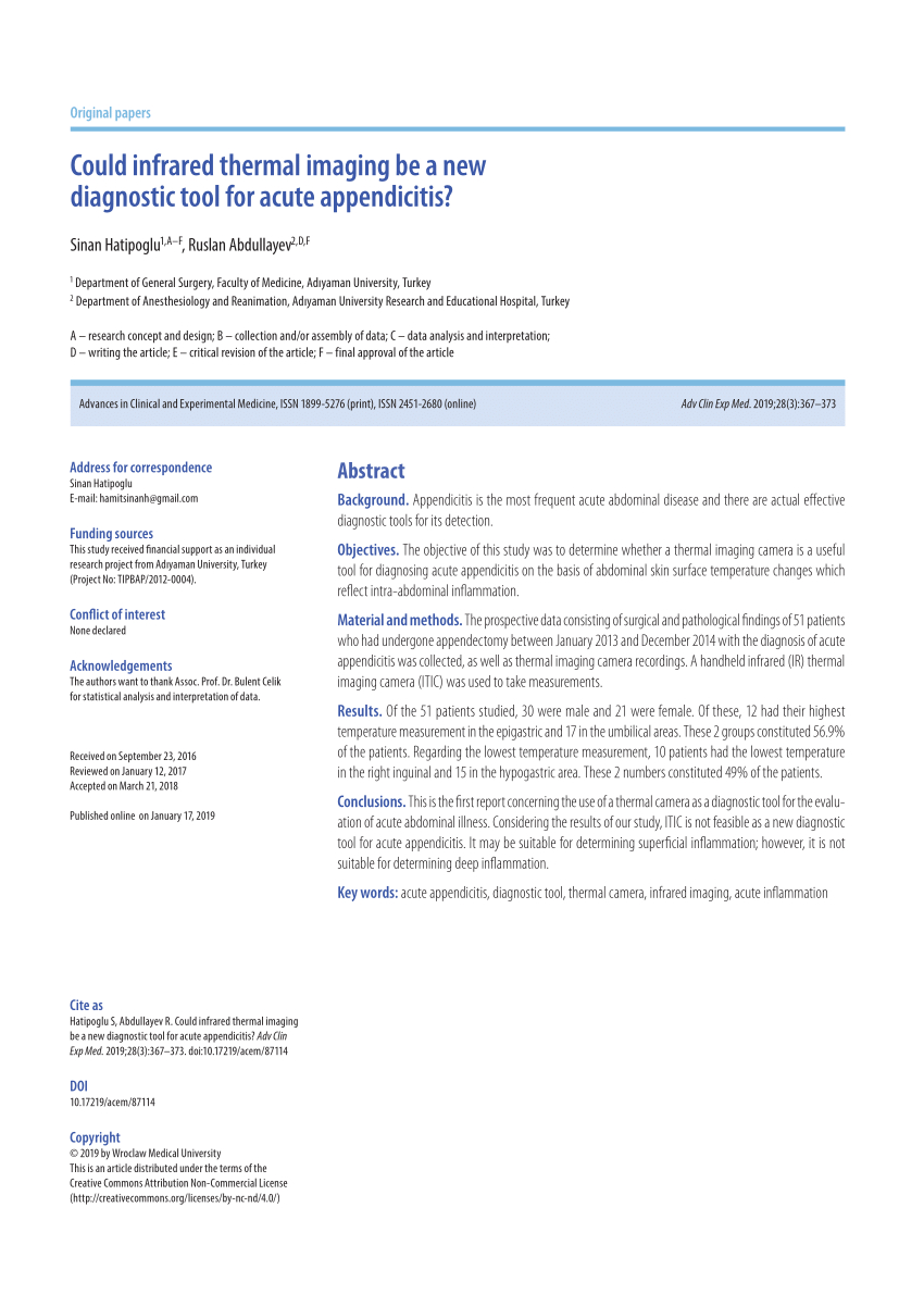 Pdf) Could Infrared Thermal Imaging Be A New Diagnostic Tool Throughout Thermal Imaging Report Template