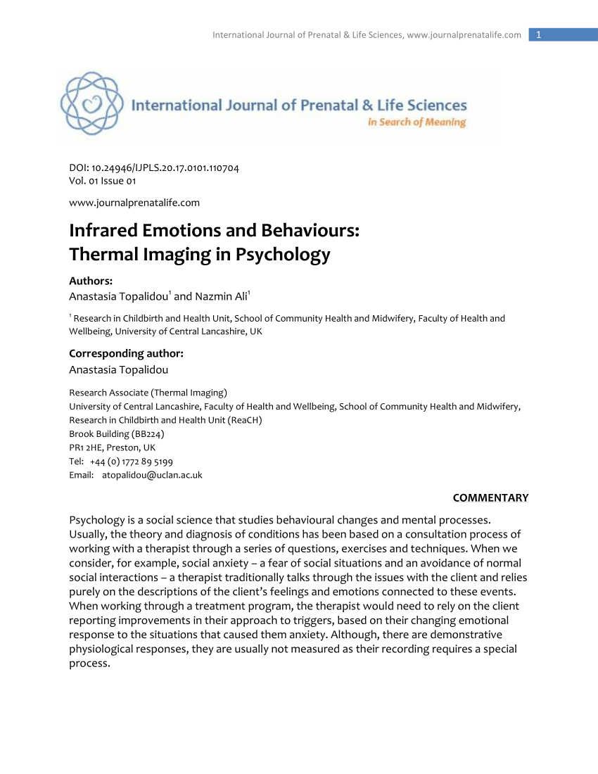 Pdf) Infrared Emotions And Behaviors: Thermal Imaging In Pertaining To Thermal Imaging Report Template