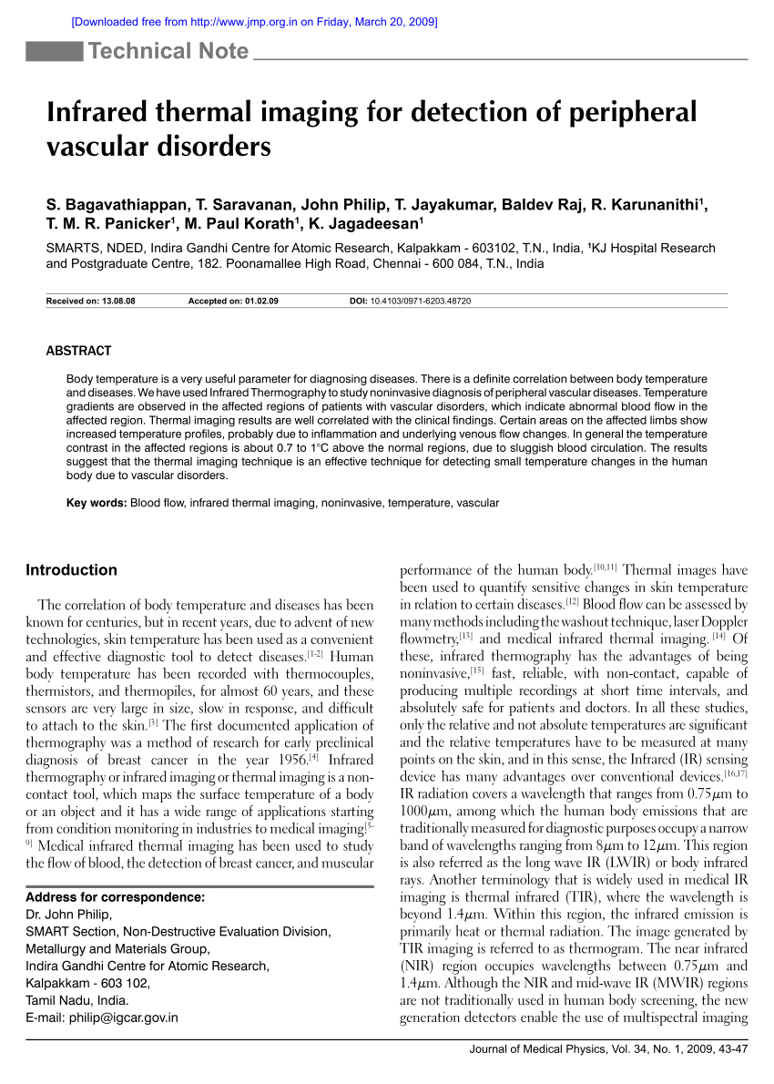 Pdf) Infrared Thermal Imaging For Detection Of Peripheral Inside Thermal Imaging Report Template