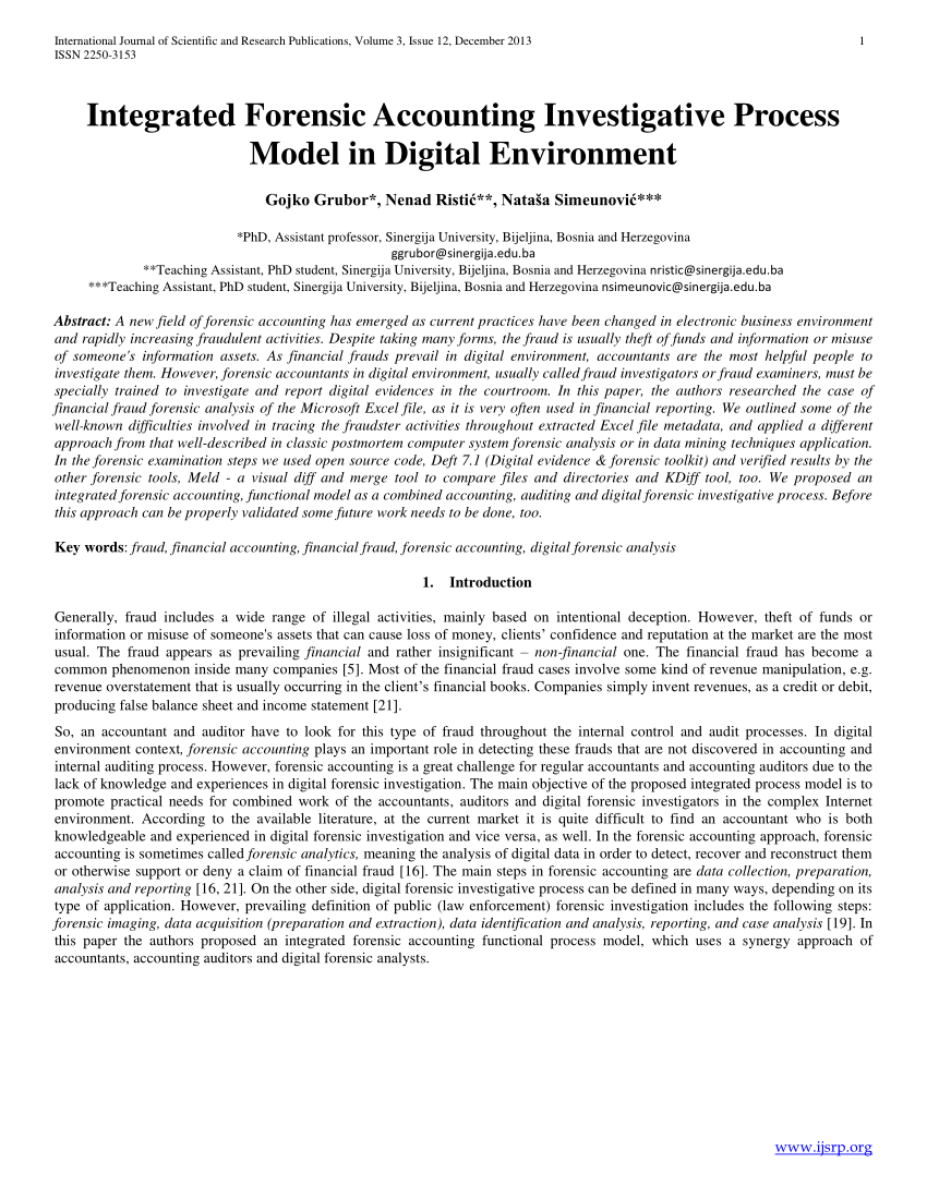 Pdf) Integrated Forensic Accounting Investigative Process For Forensic Accounting Report Template