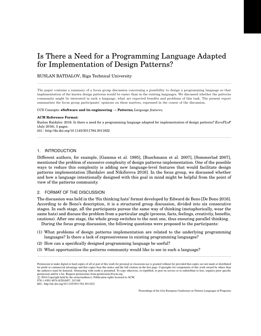Pdf) Is There A Need For A Programming Language Adapted For Intended For Focus Group Discussion Report Template