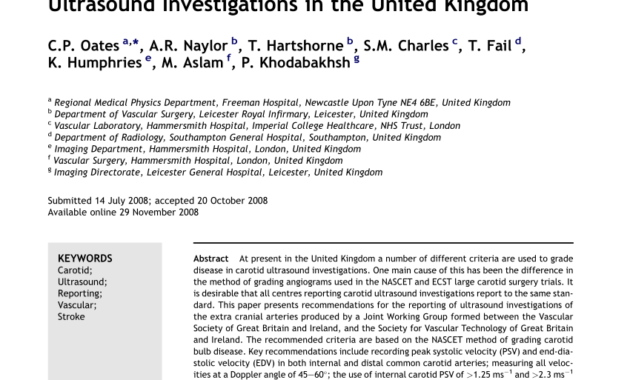 Pdf) Joint Recommendations For Reporting Carotid Ultrasound for Carotid Ultrasound Report Template