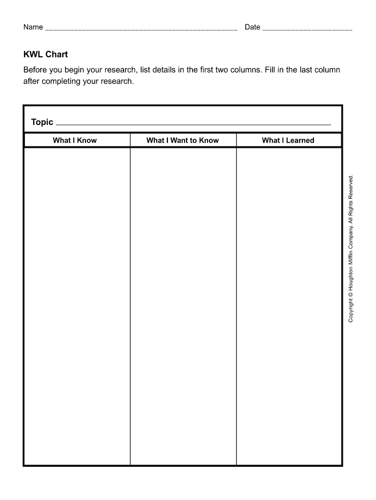 Pdf Kwl Chart - Fill Online, Printable, Fillable, Blank With Regard To Kwl Chart Template Word Document