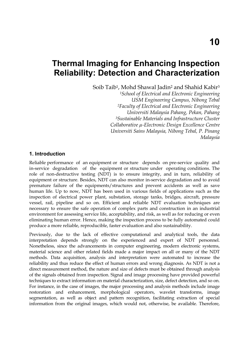 Pdf) Thermal Imaging For Enhancing Inspection Reliability In Thermal Imaging Report Template