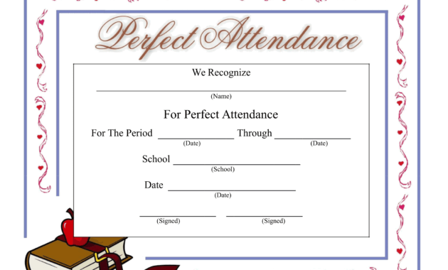 Perfect Attendance Certificate - Download A Free Template pertaining to Perfect Attendance Certificate Template