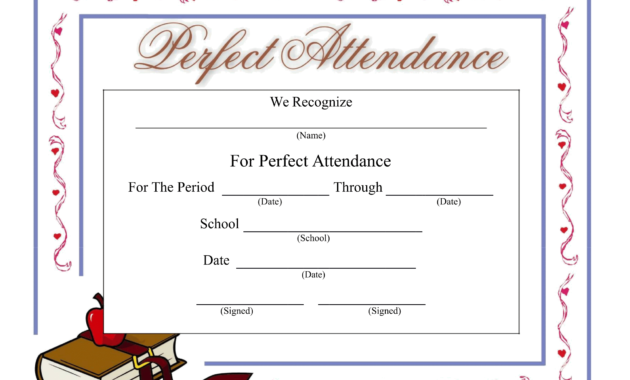 Perfect Attendance Certificate - Download A Free Template with regard to Perfect Attendance Certificate Free Template