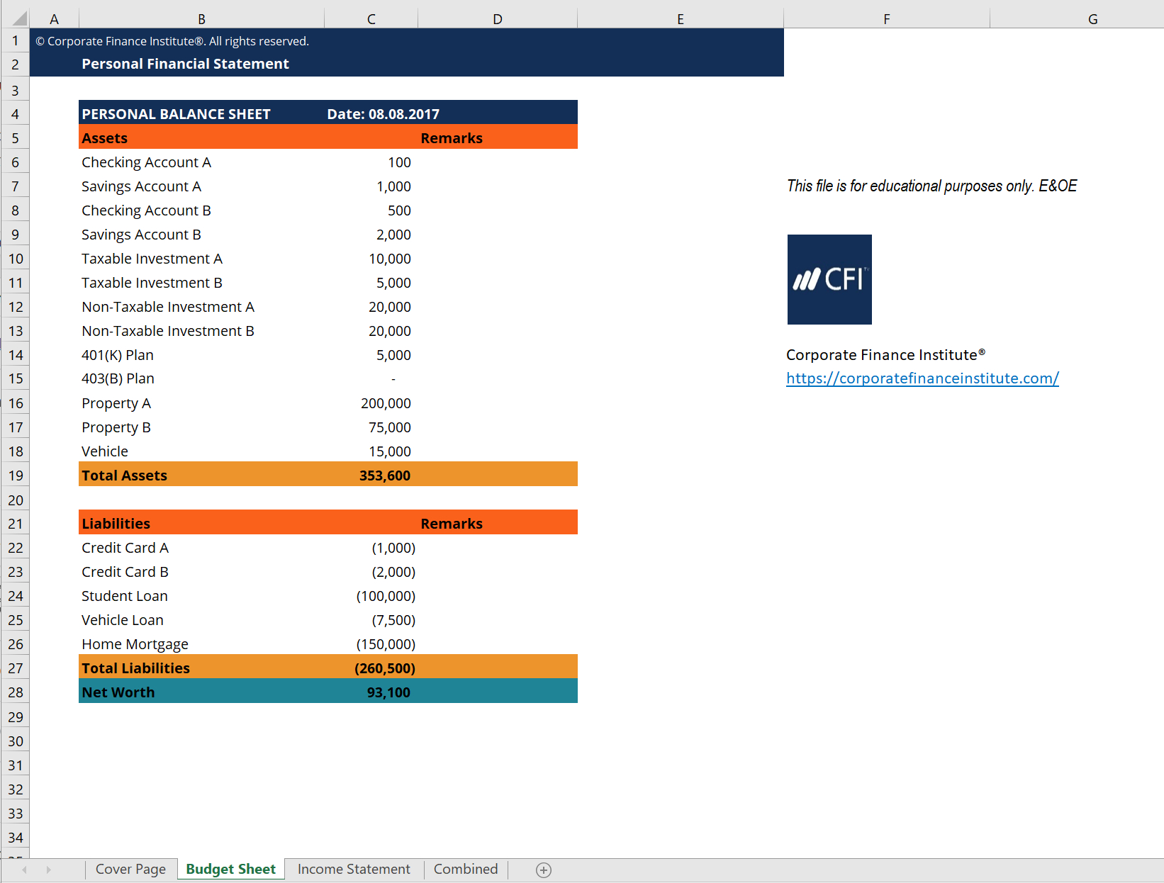 Personal Financial Statement Excel Template – Get Free Template Pertaining To Credit Card Statement Template Excel