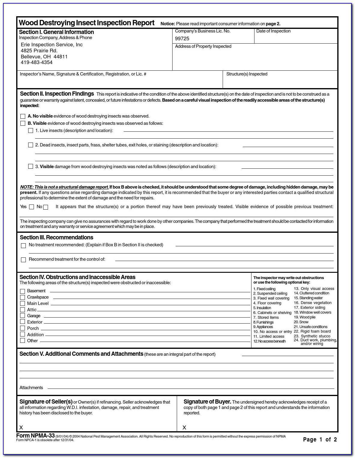 Pest Control Inspection Report Format – Form : Resume Within Pest Control Report Template