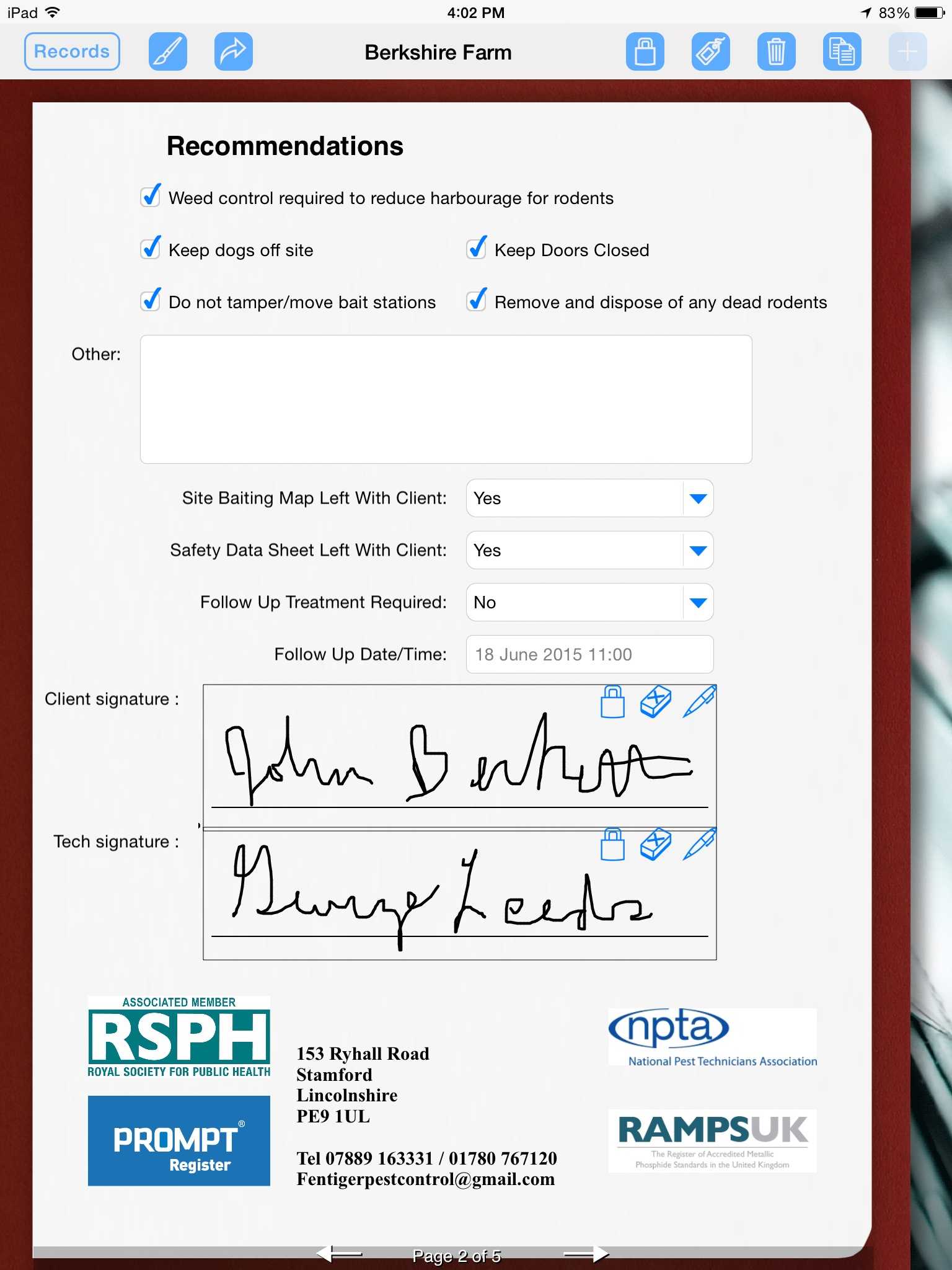 Pest Control Uses Ipad To Prepare Service Report | Form With Regard To Pest Control Inspection Report Template