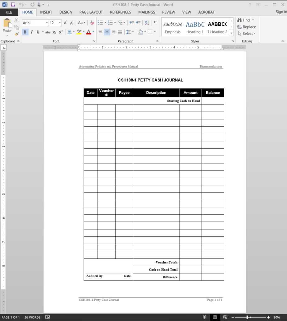 Petty Cash Accounting Journal Template | Csh108 1 Throughout Petty Cash Expense Report Template