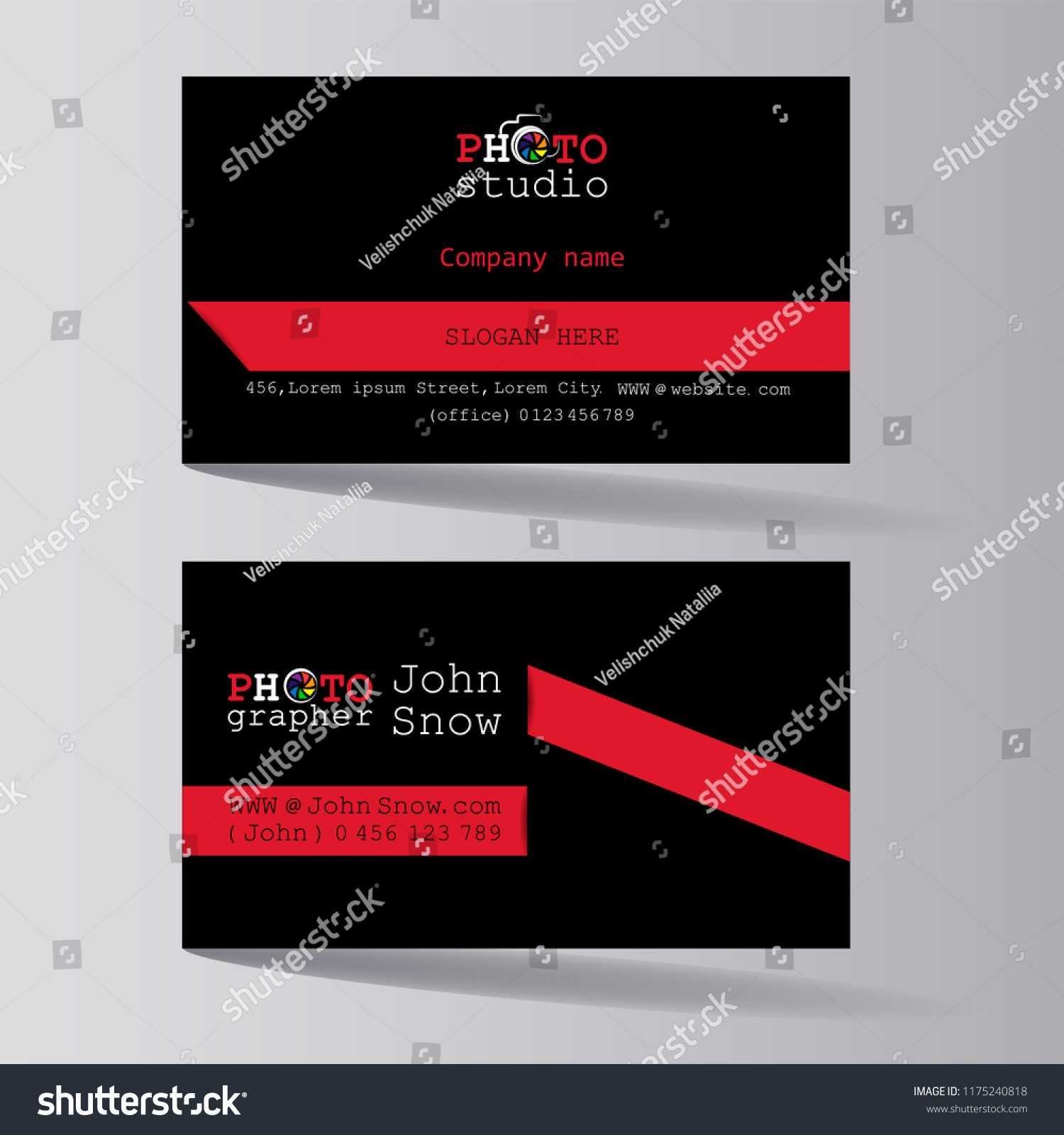 Photo Studio Business Card Photographer Business Stock Within Photographer Id Card Template