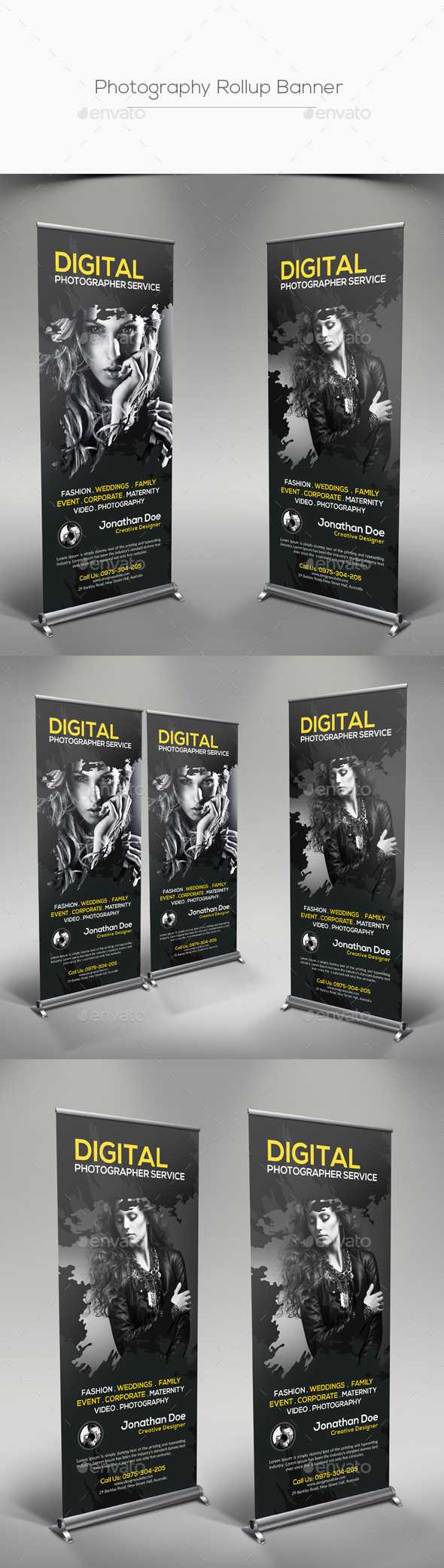Photography Roll Up Banner Graphics, Designs & Templates With Regard To Photography Banner Template