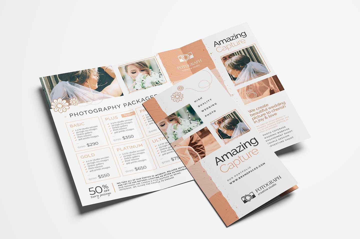 Photography Service Tri Fold Brochure Template – Psd In 2 Fold Brochure Template Psd