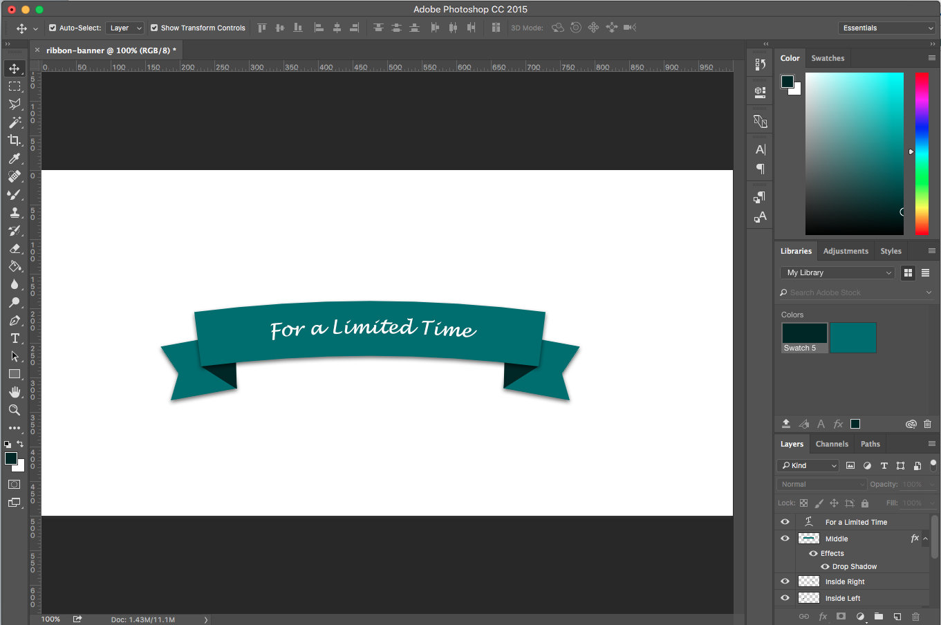 Photoshop Tutorial: How To Create A Ribbon Banner Regarding Adobe Photoshop Banner Templates