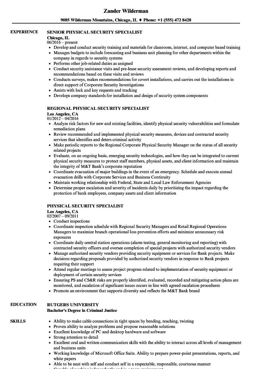 Physical Security Specialist Resume Samples | Velvet Jobs Inside Physical Security Report Template